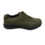 Profile view of olive sport sneakers