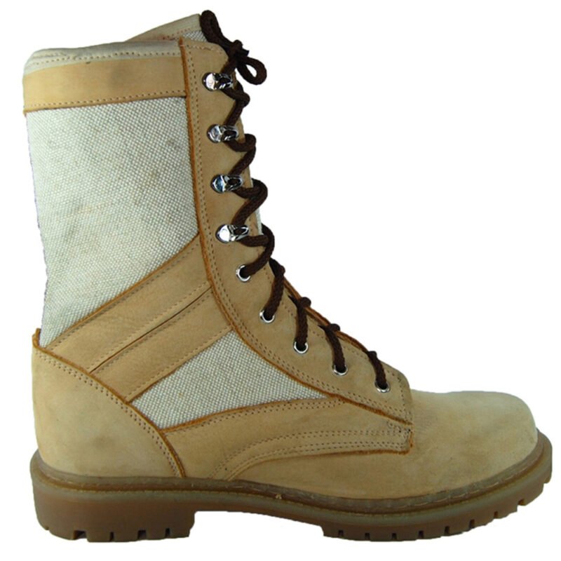 Angled Side View of Sand Camouflage Tactical Boots