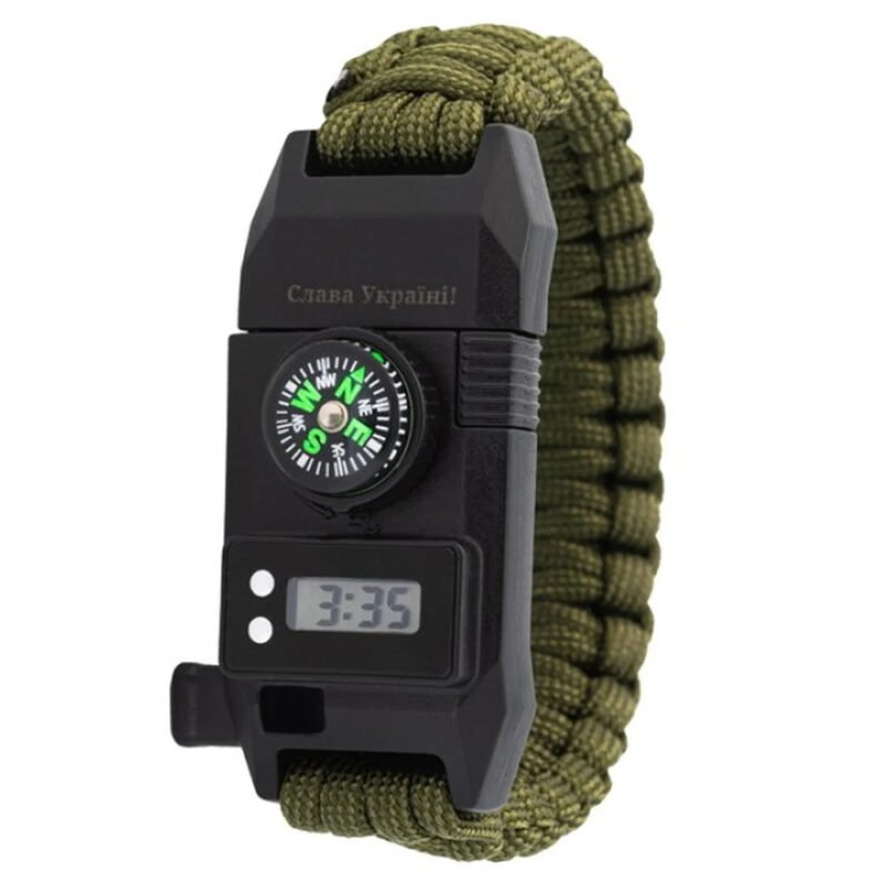 All-in-one tactical wristwatch with compass and digital display.