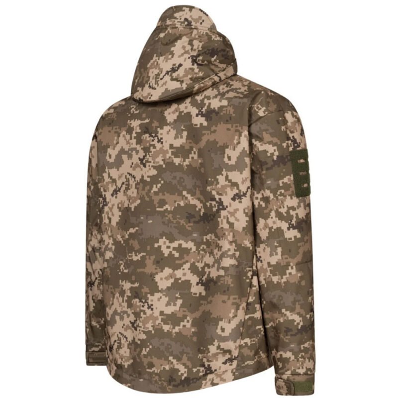 Pixel camo patterned US Army softshell tactical jacket with hood