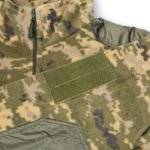 Velcro patch area on a pixel camo jacket.