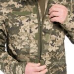 Front view of the tactical jacket in Ukrainian pixel camo.