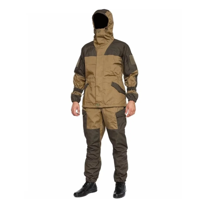 Front view of Gorka 3 Coyote uniform showcasing tactical jacket and pants.