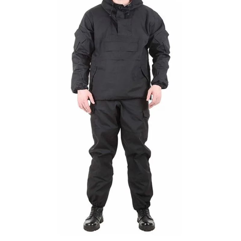 Full Gorka 4 black tactical suit with jacket and pants.