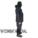 Gorka 4 black tactical suit side view with jacket and pants.