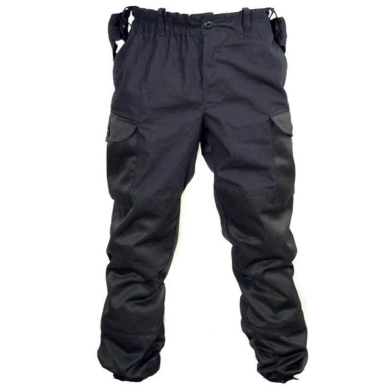 Gorka 4 black tactical pants with elastic waist and multiple pockets.