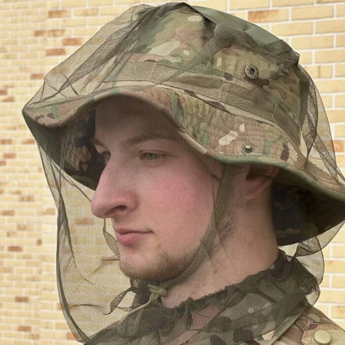 Detailed view of the mosquito net on Ukrainian Army Multicam Panama Hat.
