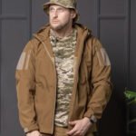 Coyote Tactical Softshell Jacket with Hood and Chevron Velcro2