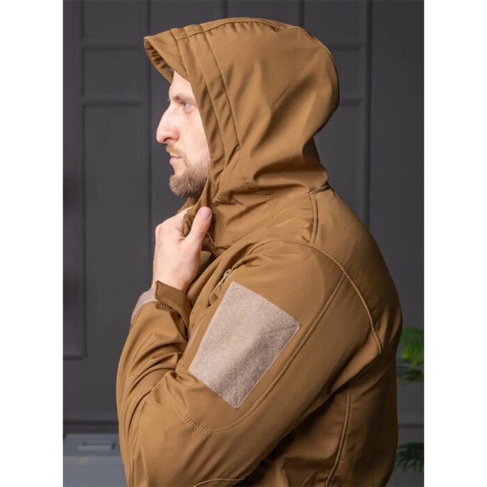 Coyote Tactical Softshell Jacket with Hood and Chevron Velcro5