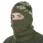 Knitted Olive Pixel Balaclava Ski Mask