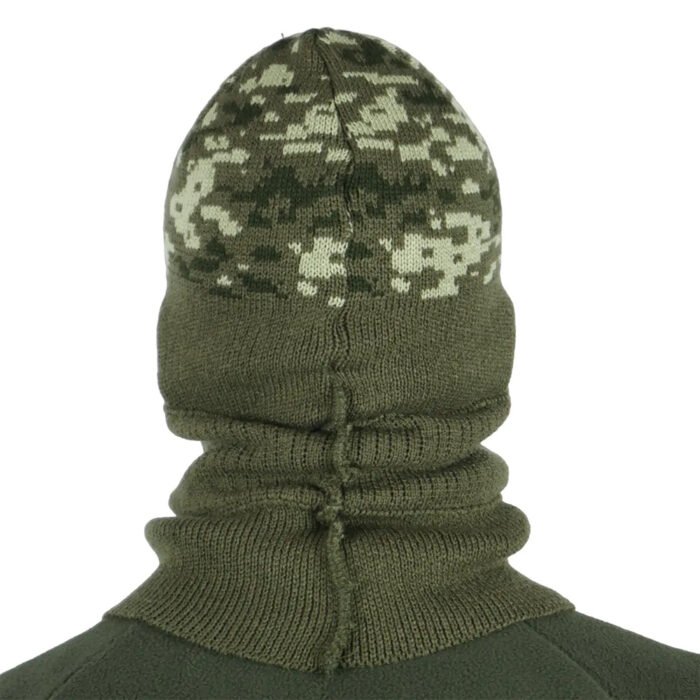 Knitted Olive Pixel Balaclava Ski Mask6