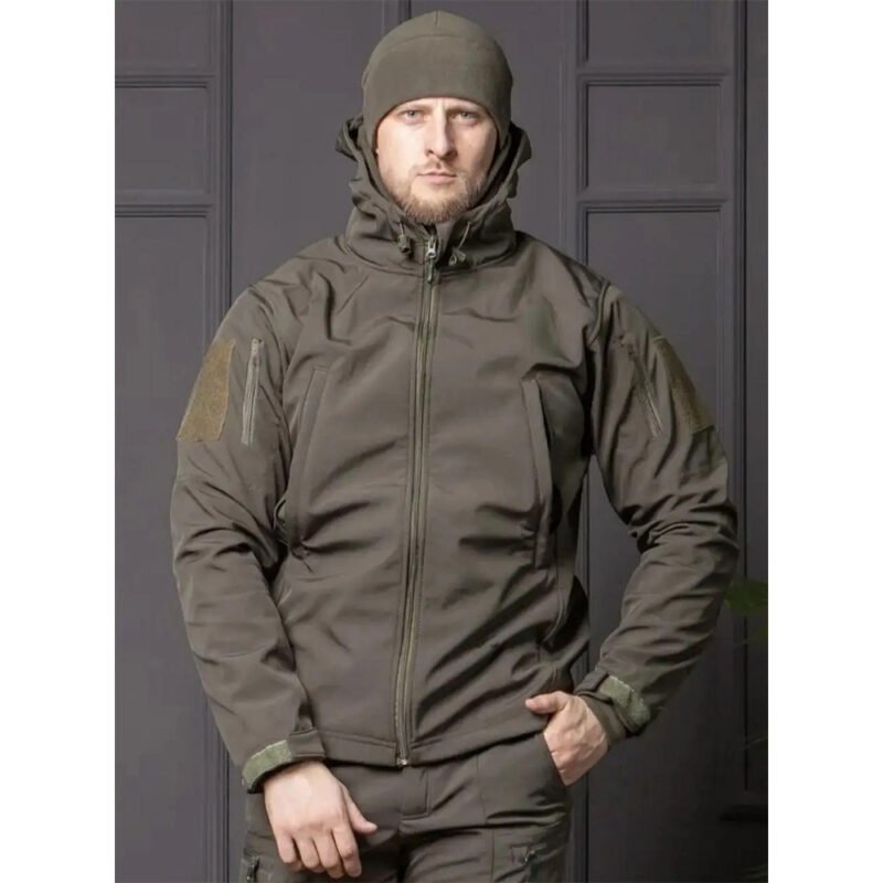 Olive Soft Shell Tactical Windproof Military Jacket3