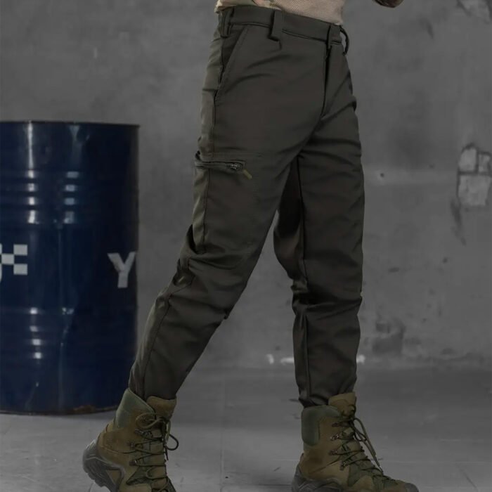 Tactical High Waist Soft Shell Dark Olive Trousers2