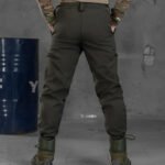 Tactical High Waist Soft Shell Dark Olive Trousers back