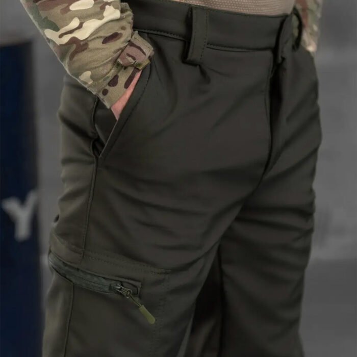 Tactical High Waist Soft Shell Dark Olive Trousers5