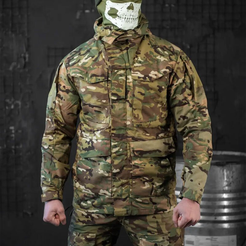 Tactical Waterproof Rip-Stop Military Multicam Jacket with Hood and Mesh Lining