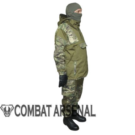 Side view of the Gorka 4 tactical uniform in multicam camouflage, designed for military missions and outdoor activities.