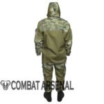 Back view of the Gorka 4 multicam tactical suit, showing the durable jacket and trousers designed for military and outdoor use.