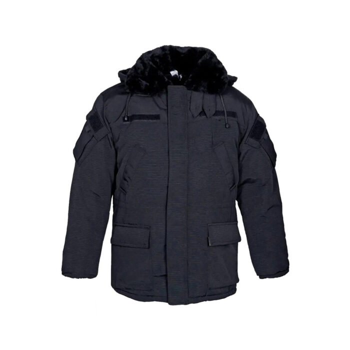 British Tactical Winter Jacket - Military Warm Fleece Black Jacket with Hood