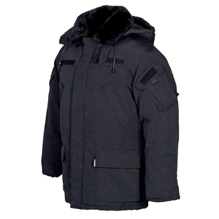 British Tactical Winter Jacket - Military Warm Fleece Black Jacket with Hood2