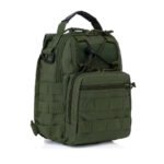 Green tactical chest bag made from durable 600D waterproof fabric.