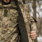 Elastic cuffs and reinforced sleeves of the Ukrainian military camouflage jacket for a secure and warm fit.