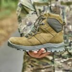 Lightweight and durable military shoes made in Ukraine, showcasing breathable mesh panels and premium leather.