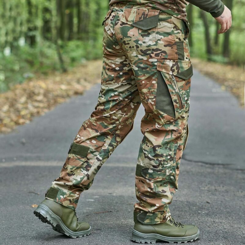 Back view of Ukrainian army multicam pants showing durable ripstop fabric.