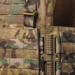 Interior mesh padding on military camo vest