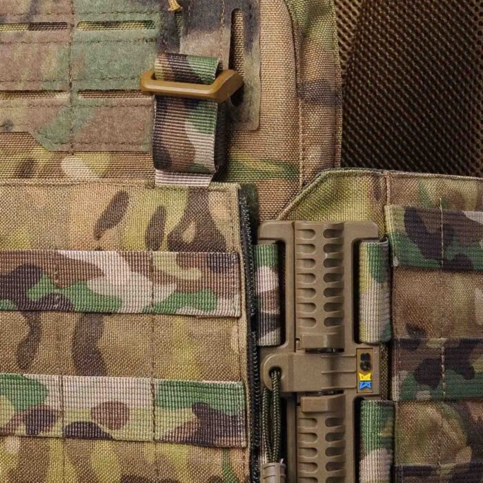 Interior mesh padding on military camo vest