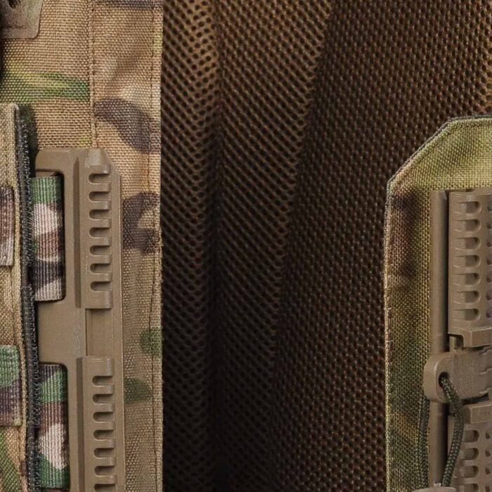 Front view of multicam Ukrainian tactical vest with MOLLE and utility pocket