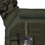 Close-up of vest chest area with zipper and Velcro patch panel