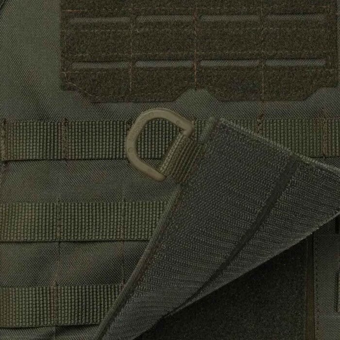 Close-up of chest webbing and plastic loop ring attachment