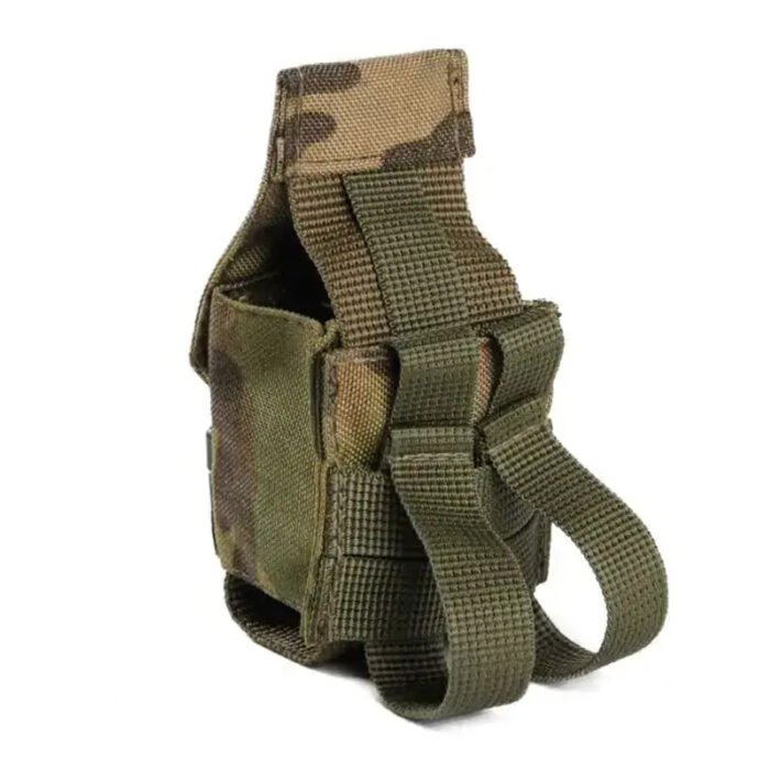 Rear view showing molle straps on multicam pouch
