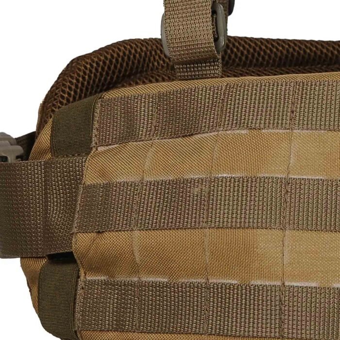 Military load-bearing vest MOLLE strap detail