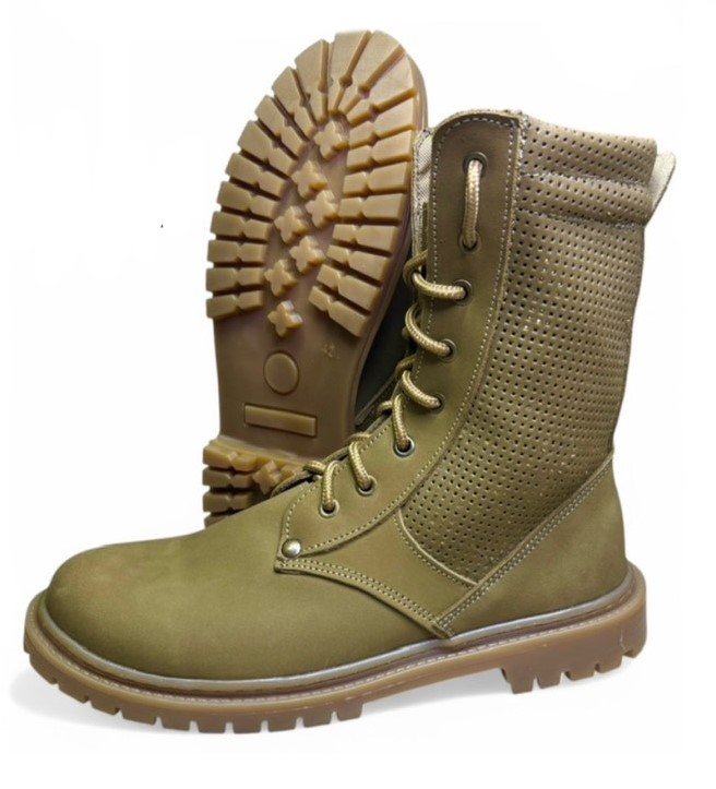 Olive green tactical boots with perforated leather – lightweight summer combat boots