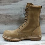 Side profile of NATO beige Ukrainian army leather boot