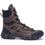 Side profile of Ukrainian brown leather combat boot