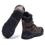 Brown Ukrainian army leather boots with reinforced sole and Cordura inserts