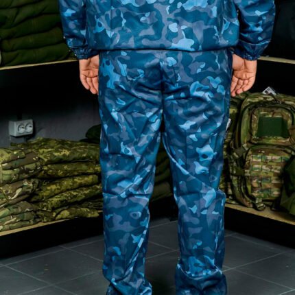 Back view of fleece or non-fleece Blue Urban Camo Tactical Pants, designed for tactical use