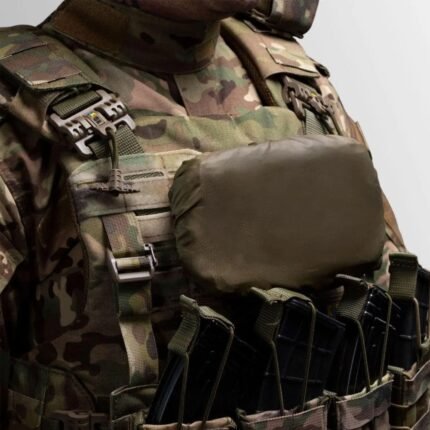Side view of Multicam MOLLE admin pouch with compact utility compartment and tactical vest compatibility