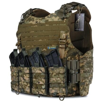 Pixel camo tactical vest plate carrier with cummerbund