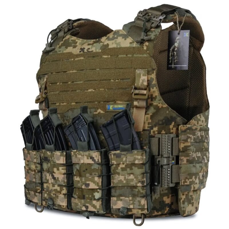Pixel camo tactical vest plate carrier with cummerbund