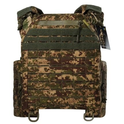 Predator camo tactical plate carrier with full MOLLE panel and reinforced military vest