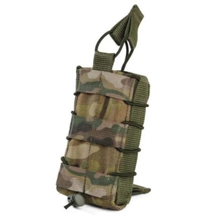 Multicam single AK / AR magazine pouch with elastic retention cords and MOLLE panel