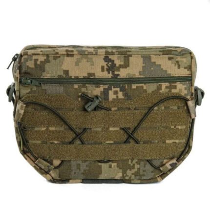 Front view of MM14 pixel tactical dangler pouch with MOLLE