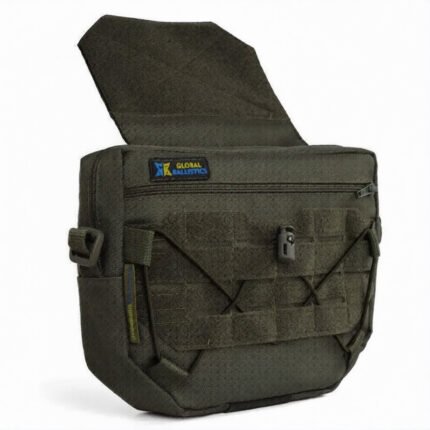Olive tactical dangler pouch for plate carrier with MOLLE webbing and VELCRO mounting panel